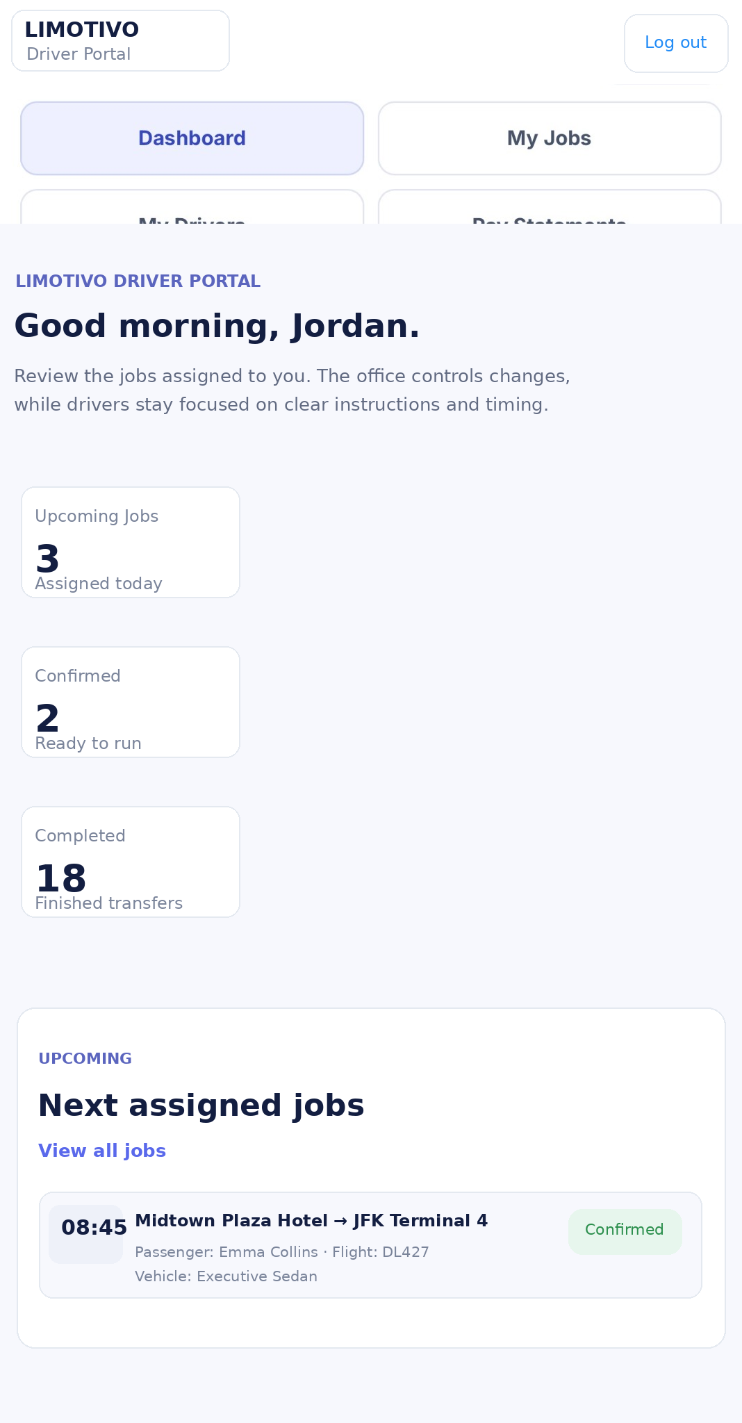 LIMOTIVO Drivers & assignments product screen